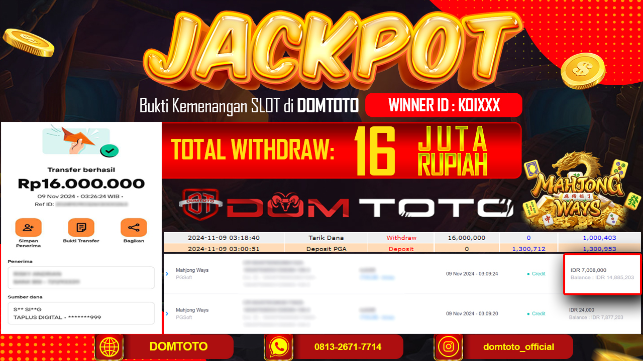 JACKPOT SLOT MAHJONG WAYS 09 NOVEMBER 2024